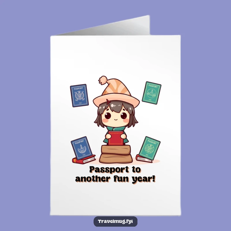 Funny Free Printable Birthday Card: Travel Character Downloadable Gift