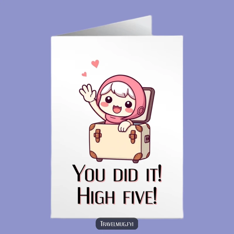 Free Printable Congrats Card: Cute Character Waving Goodbye, Perfect Funny Downloadable Gift!