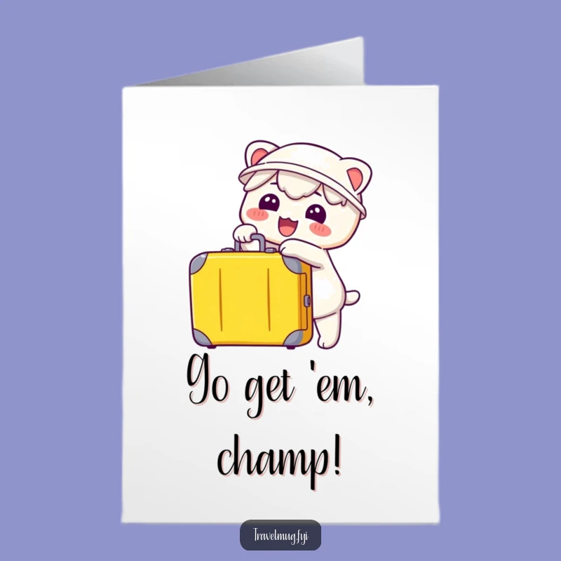 Free Printable Kawaii Suitcase Pointer Congrats Card: Journey Humor