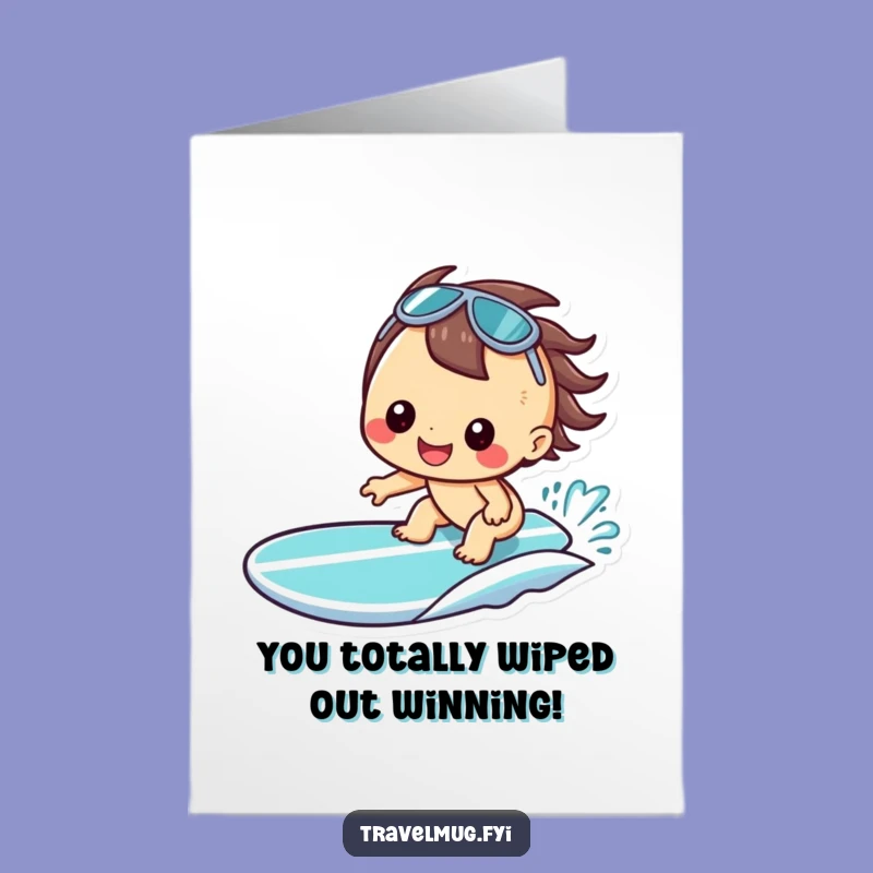 Free Printable Kawaii Surfer Congrats Card: Ride the Success