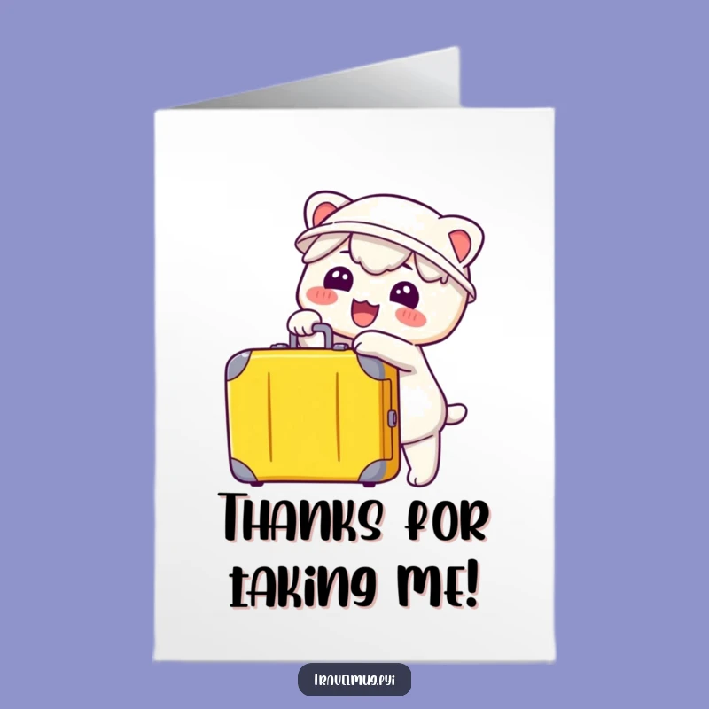 Adorable Kawaii Suitcase Pointer Free Printable Thank You Card: Travel Thanks