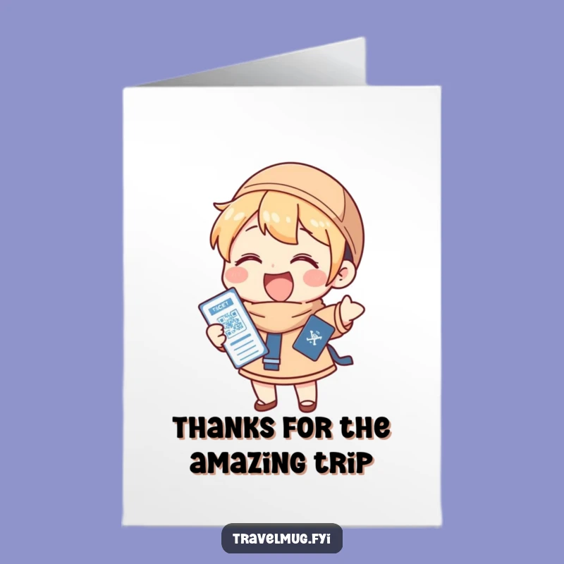 Funny Free Printable Thank You Card: Travel Character, Perfect Downloadable Gift!