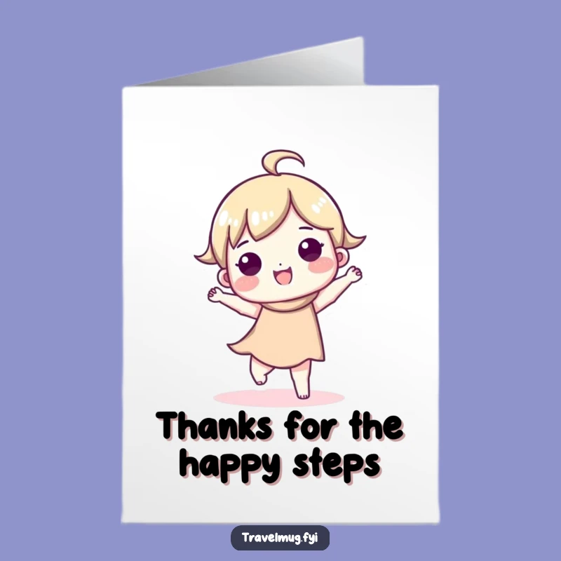Free Printable Thank You Card: Dancing Character Grateful Funny Downloadable Gift