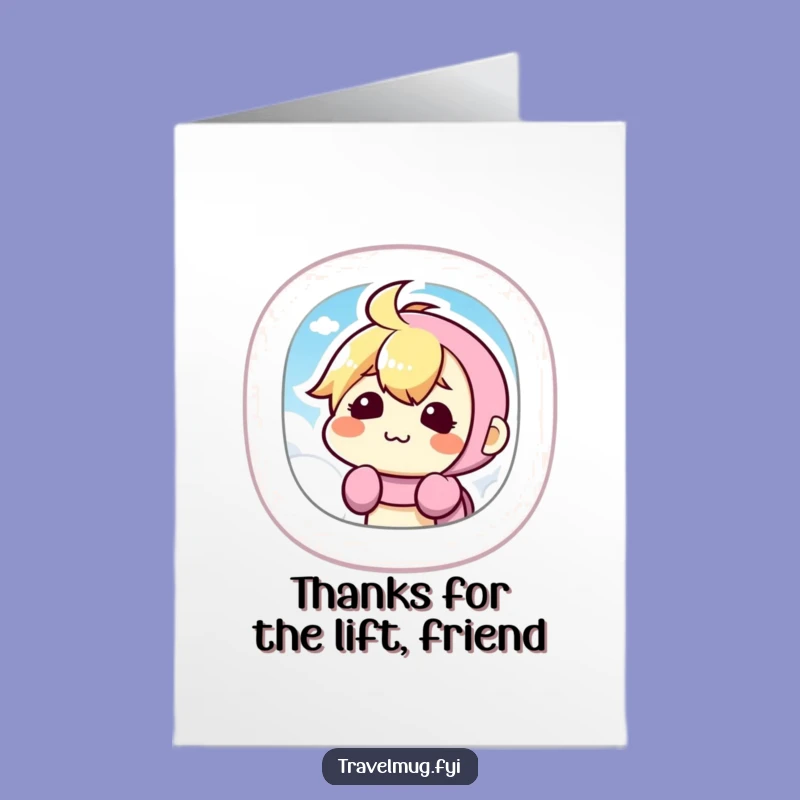 Free Printable Thank You Card: Kawaii Traveler's Funny Face, Downloadable Gift of Gratitude