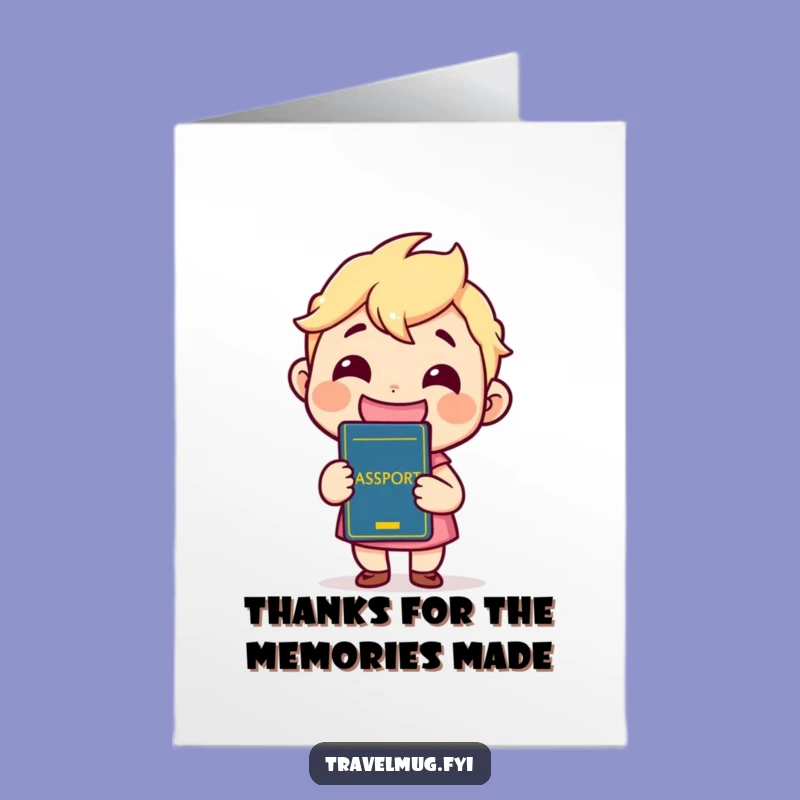 Free Printable Thank You Card: Kawaii Passport Joy, Downloadable Gift of Gratitude