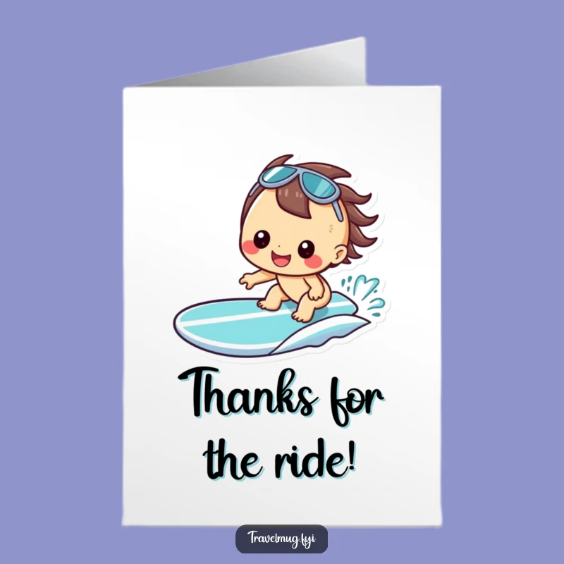 Adorable Kawaii Surfer Free Printable Thank You Card: Beach Thanks