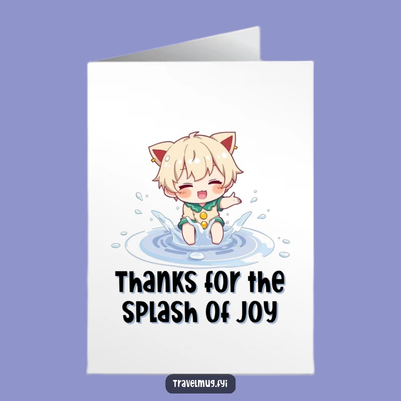 Thank You Card Free Printable: Puddle Splash Character Downloadable Gift