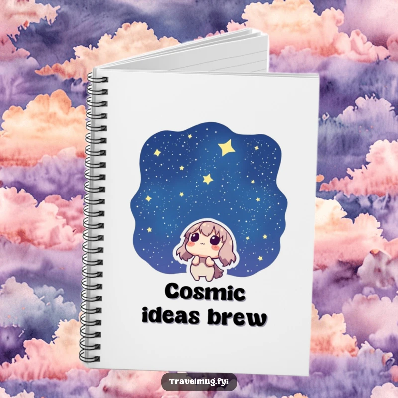 Funny notebook with a character looking up at a starry night sky, perfect for writing down dreams and observations.
