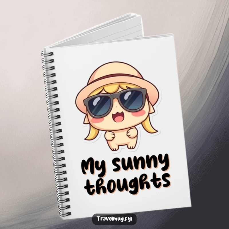 Funny Kawaii Notebook, a cool character with sunglasses and a hat, looking thrilled for note-taking.