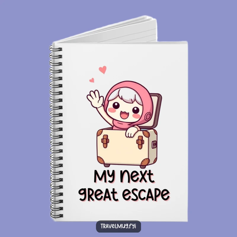 Funny Notebook: Cute Character Waves Goodbye From Suitcase, Journaling Funny Travel Gift!