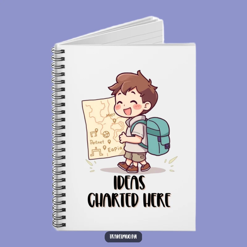 Funny Notebook: Backpack Character Joyfully Eyes Giant Map, Journaling Funny Gift!