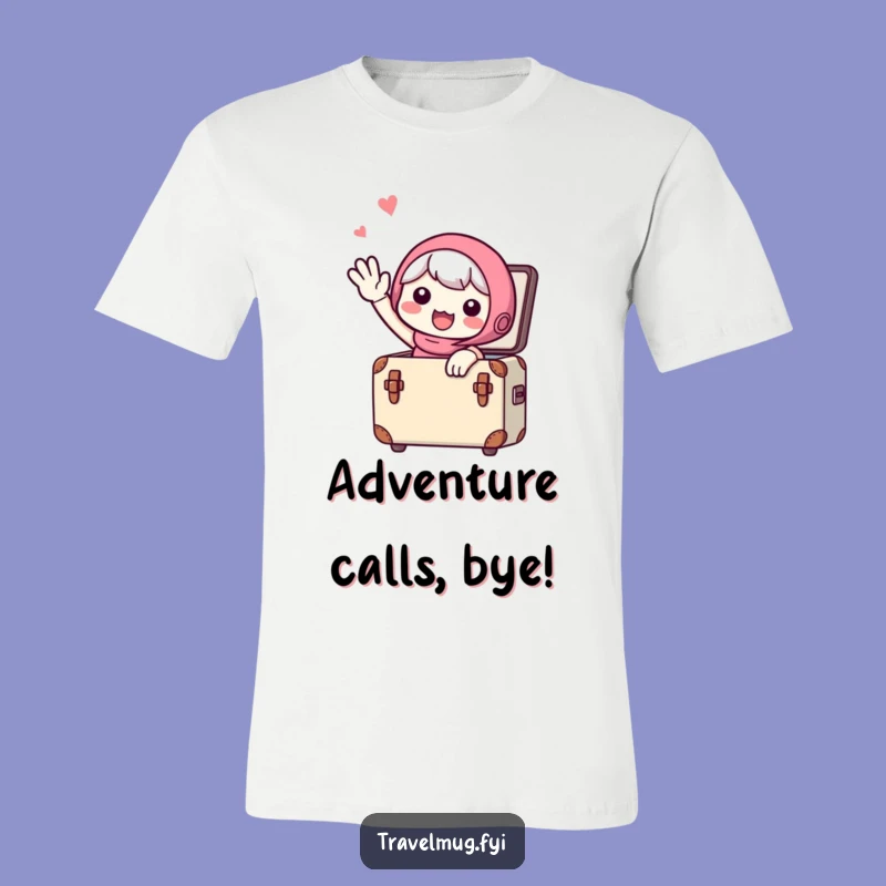 Funny T-Shirt: Cute Character Waves Goodbye From Suitcase, Ideal Funny Travel Gift!