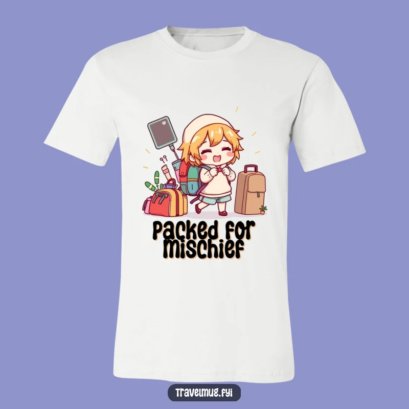 Funny Packing Tee: Gleeful Character with Comical Items, Great Gift