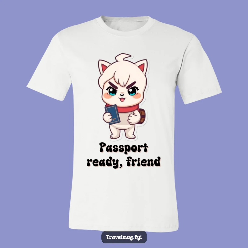 Funny 'Passport Ready' T-Shirt: Character's Mischievous Travel Gift