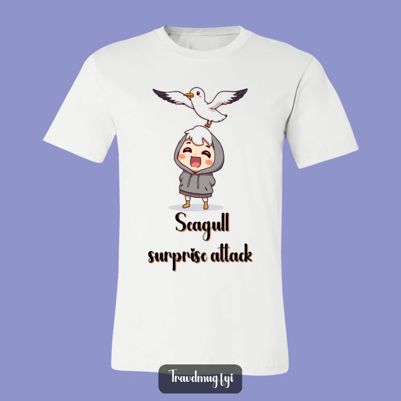 Funny Seagull Surprise T-Shirt: Startled Character, Ideal Funny Vacation Gift Tee