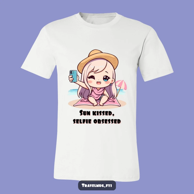 Funny Kawaii Beach Selfie T-Shirt: Hilarious Character Pose, Perfect Summer Tee Gift