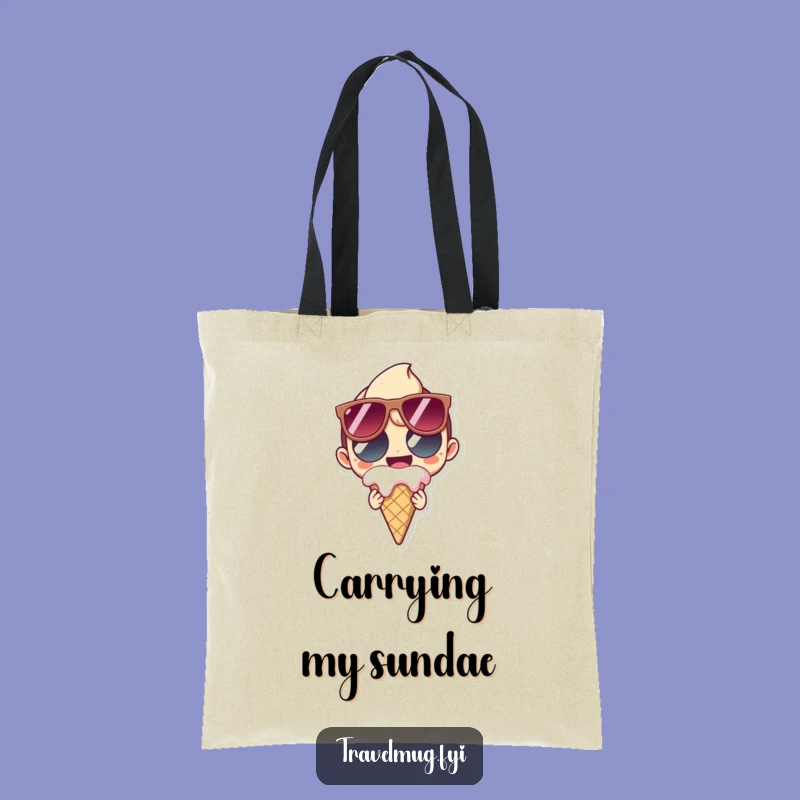 Funny Summer Tote: Character's Ice Cream Mishap, Beach Bag Gift