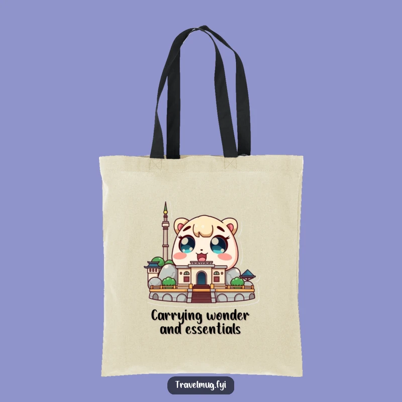 Funny Kawaii Tourist Tote Bag: Amazed Landmark Design, Hilarious Travel Accessory!