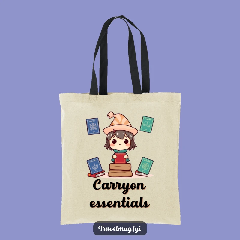 Funny Passport Tote Bag: Character with hats, a practical funny gift for travelers.