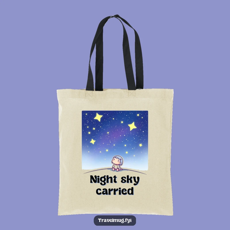 Funny 'Starry Night' Tote Bag: Character's Celestial Adventure Carry-All